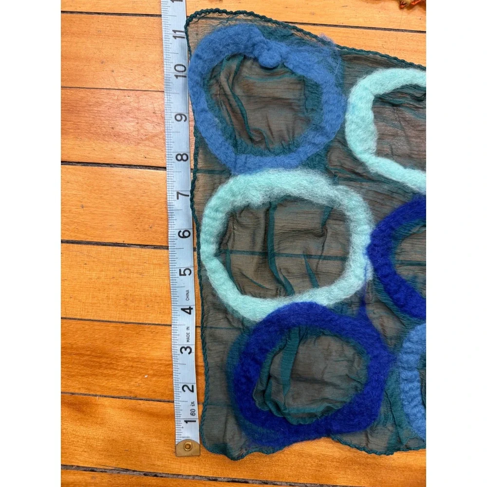 Handmade‎ Merino Wool Silk Scarf Wrap Shawl Teal Blue Nepal Fair Trade
